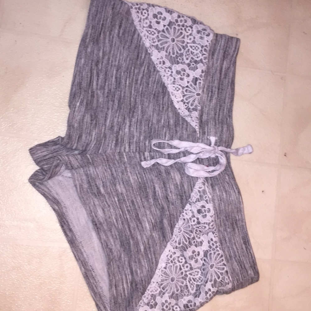 Gray with crochet shorts